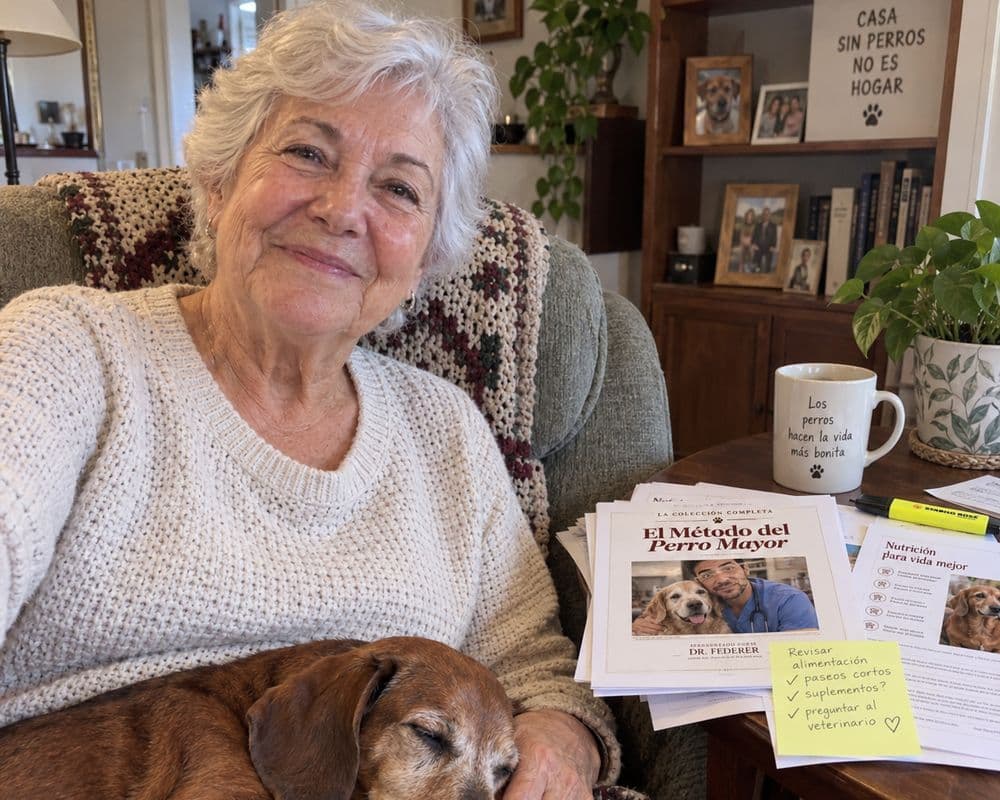 Carmen Ruiz, de Argentina, con su perro