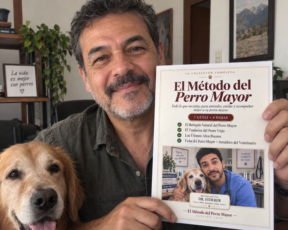 Diego Navarro, de Perú, con su perro