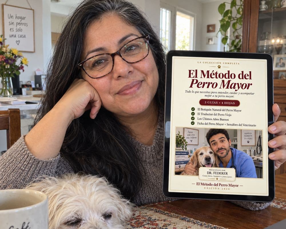 Laura Méndez, de Colombia, con su perro