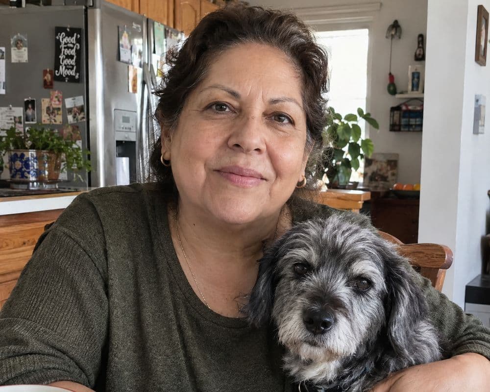 Rosa Martínez, de España, con su perro