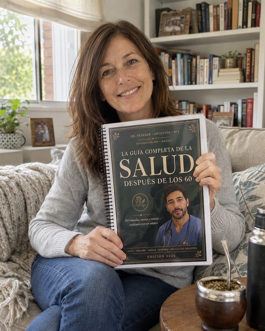 Andrea B. con su copia impresa de la guía